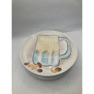 World Market Decorative Appetizer Plates Drink‎ Design Set of 4 Ceramic